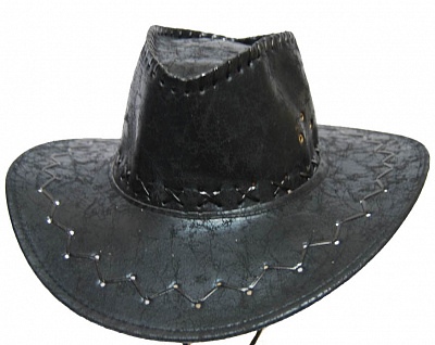 Шляпа Ковбоя потертая кожа (черная)