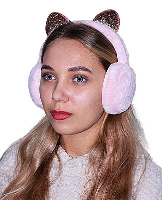 Навушники хутрові Кішка (рожеві)
