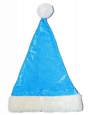 Колпак Деда Мороза велюр (голубой)