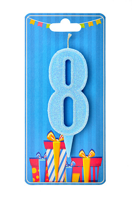 Свічка цифра 8 (блакитна)