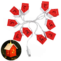 Гирлянда LED Домики красные USB