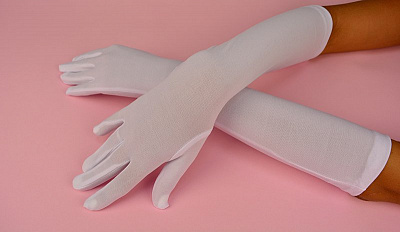 Перчатки длинные полиэстер (белые)