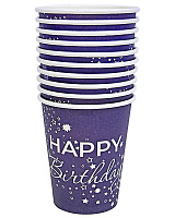 Стаканы фиолетовые HB звезды белые 10 шт