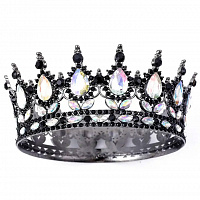 Корона черная с  перламутровыми камнями