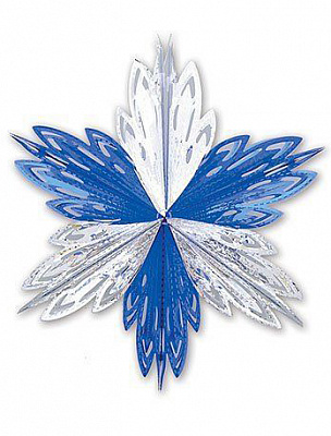 Декорація Сніжинка 40 см (синьо-срібна)