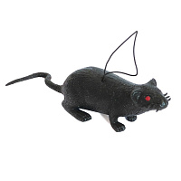 Свята |Декорации на Хэллоуин|Змії, жуки, миші|Щур гумовий чорний 10 см 