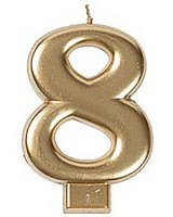 Свеча цифра 8 сатин (золото)
