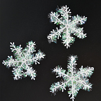 Свята |Новогодние украшения|Сніжки|Набір сніжинок блиск 11 см