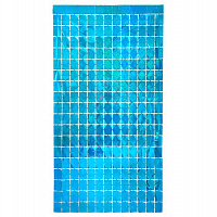 Свята |Новогодние украшения|Інше|Штора голограма квадратики (блакитна) 2х1м