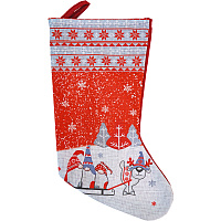 Праздники|Новогодние украшения|Новогодние носки|Носок с Гномами (красный) 37см
