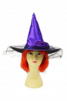 Товары для праздника|Карнавальные шляпы|Шляпа ведьмы|Шляпа ведьмы атлас (фиолетовая)