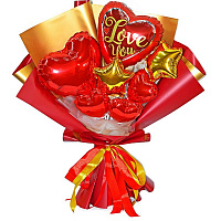 Воздушные шарики|Букеты из мини фигур|Букет из мини фигур Сердца (красные)