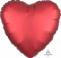 Воздушные шарики|Тематические шары|Романтические шары|Шар фольга 18" Сердце сатин красное