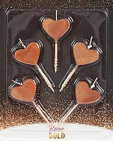 Свечи Сердца розовое золото 5шт