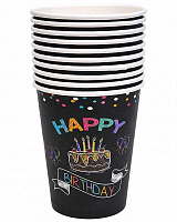 Стаканы Happy Birthday торт неон 10 шт