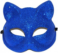 Товары для праздника|Маски карнавальные|Венецианские маски|Маска Кошка блестки (синяя)