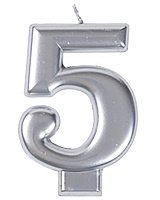 Свеча цифра 5 сатин (серебряная) Свеча цифра 5 сатин (серебряная)
