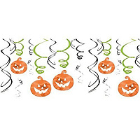 Праздники|Декорации на Хэллоуин|Подвесной декор|Спираль фольга Тыквы и привидения 12