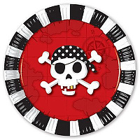 Тематичні вечірки|Пиратская вечеринка|Посуд піратській. Сервіровка стола|Тарілки Череп пірата 23 см