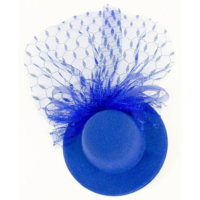 Шляпка мини Гламур с вуалью (синяя)