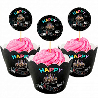 Топпери для кексів HB торт неон 6 од