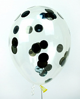 Воздушные шарики|Шары с гелием|Латексные шары|Шар с конфетти круги (черные)