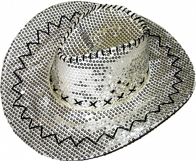 Шляпа ковбоя с полями блестки (серебро)