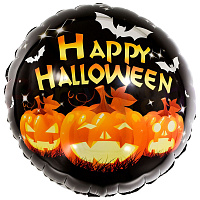 Праздники|Halloween|Воздушные шары на Хэллоуин|Шар фольга 45 см Три тыквы