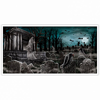 Праздники|Декорации на Хэллоуин|Баннера|Баннер Могилы и скелеты
