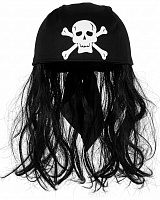 Бандана пірата з волоссям чорна з білим