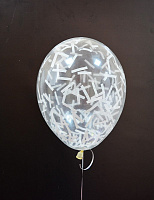 Воздушные шарики|Шары с гелием|Латексные шары|Шар с конфетти нарезка (белая)