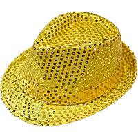 Товары для праздника|Карнавальные шляпы|Котелки и цилиндры|Шляпа Твист в пайетках желтая