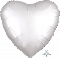 Воздушные шарики|Шары фольгированные|Сердца|Шар фольга 18" Сердце сатин белое
