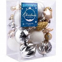 Набор новогодних шаров 28шт серебро