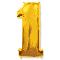 Шар цифра 1 фольга 66 см люкс (золото)