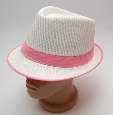 Шляпа Гавайский Пижон (белая с розовой лентой)
