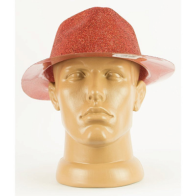 Шляпа Федора блестки (красная)