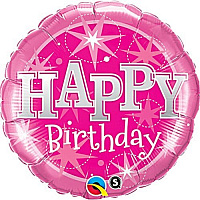 Воздушные шарики|Шарики на день рождения|Девушке|Шар фольга 45см HB Искры розовый