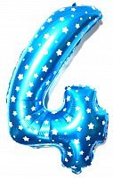 Шар фольга 80 см цифра 4 (Голубая)