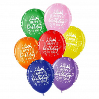 Воздушные шарики|Тематические шары|Универсальные|Воздушный шар 30 см Happy Birthday (цветной)