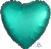 Воздушные шарики|Шары фольгированные|Сердца|Шар фольга 18" Сердце сатин изумрудное