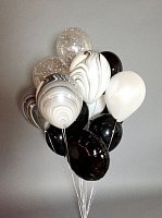 Букет шаров Агат ЧБ 12 шт. ГЕЛИЙ