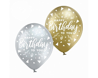 Воздушные шарики|Шарики на день рождения|Мужчине|Воздушный шар хром 30 см HB (золото-серебряные)