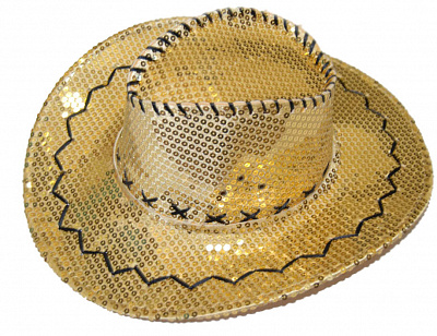 Шляпа ковбоя с полями блестки (желтая)