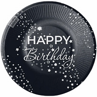 Тарелки черные HB Звезды белые 10 шт