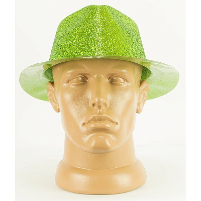 Шляпа Федора блестки (зеленая)