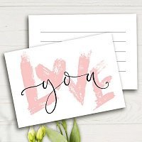Открытка мини Love you белая Открытка мини Love you белая