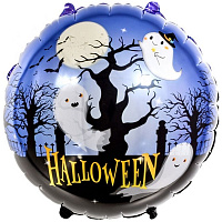 Тематические вечеринки|Детский Halloween|Воздушные шарики|Шар фольга 45 см Дерево привидений