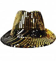 Товары для праздника|Карнавальные шляпы|Шляпы |Шляпа Твист в пайетках (черно-золотая)