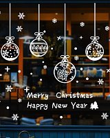 Наклейка на вікно Новорічні прикраси 60х45 см